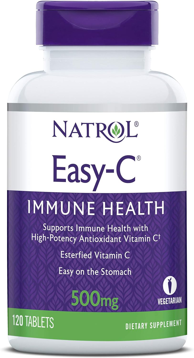 Natrol Easy-C Immune Health, Dietary Supplement, Supports Immune Health With High-Potency Antioxidant Vitamin C, Tablets, 500 Mg, 120 Count