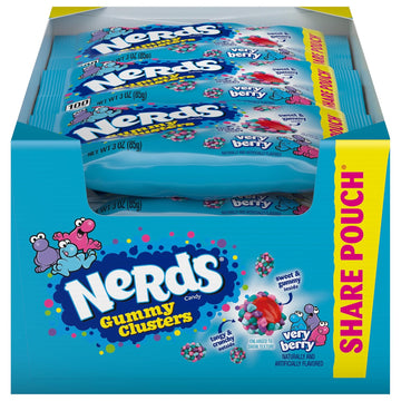 Nerds Gummy Clusters, Candy, Very Berry, Crunchy And Gummy, Back To School Sweet Treat, 3 Oz, 12 Ct