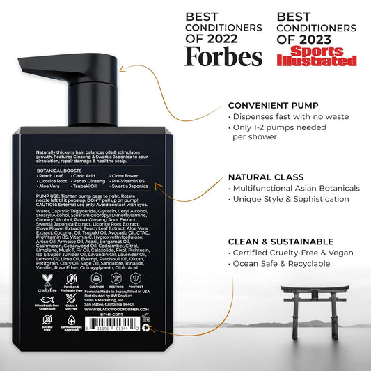 Blackwood For Men Active Man Daily Conditioner - Men'S Thickening Conditioner For Hair Loss & Dandruff - Deep Treatment For Shine - Natural Vegan Formula - Sulfate, Paraben, & Cruelty-Free (7 Oz)