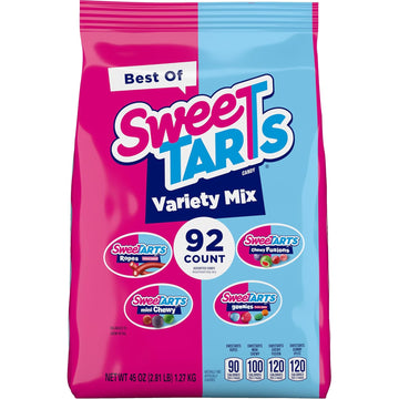 Sweetarts Candy, Variety Mix, Cherry Punch Ropes, Mini Chewy, Gummies Fruity Splitz & Chewy Fusions, Back To School Sweet Treat, 45 Oz (92 Pieces)