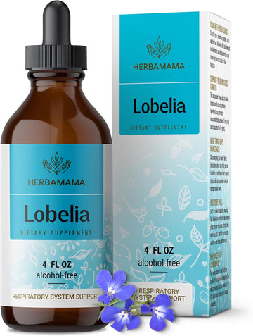 Herbamama Lobelia Tincture - Vegan Lobelia Leaf Extract For Lung Detox & Cleanse - Respiratory Lung Support Drops - Non-Gmo, Alcohol & Sugar-Free Respiratory Support Supplement