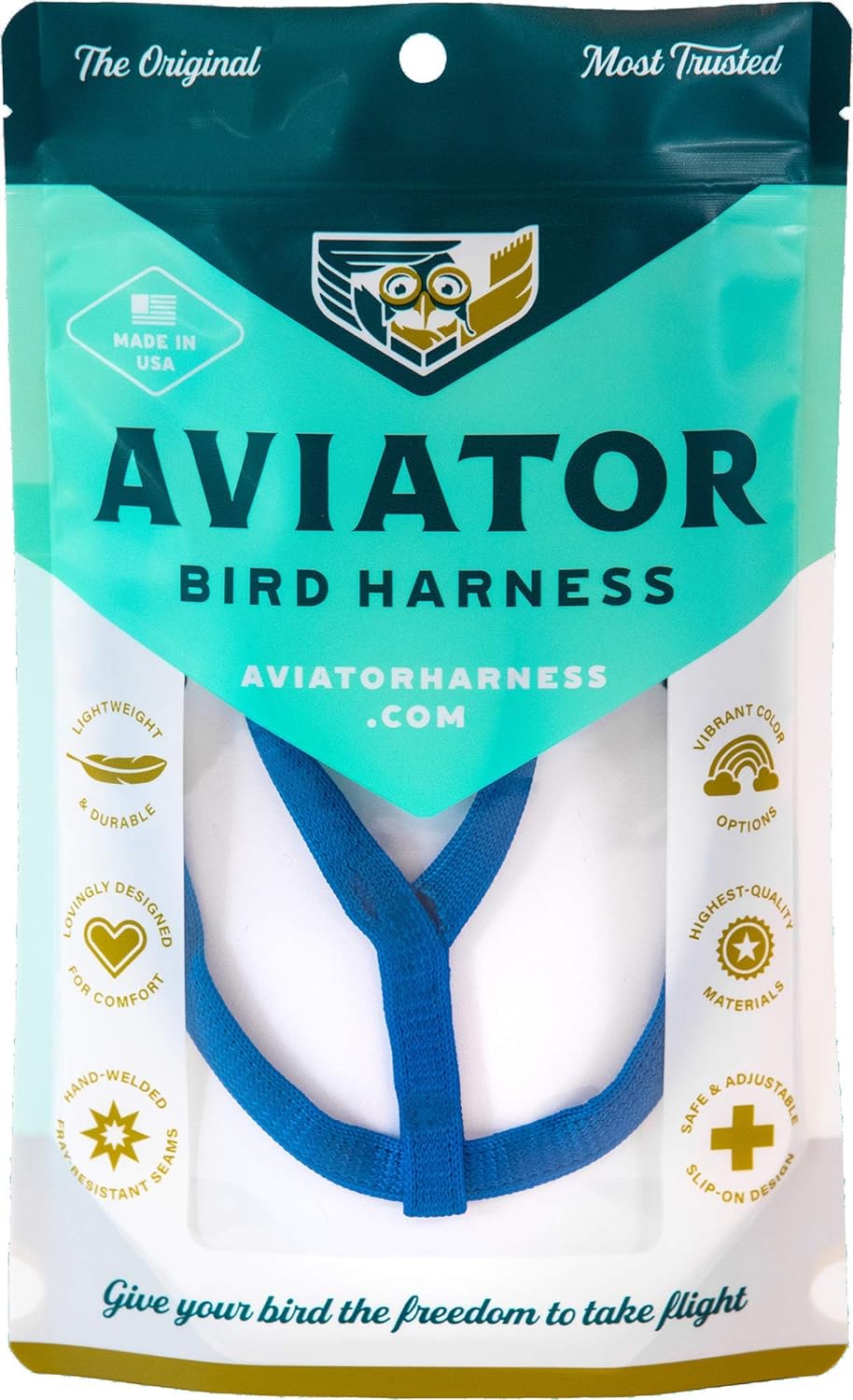 The Aviator Pet Bird Harness And Leash: Large Blue95-0130-Bl