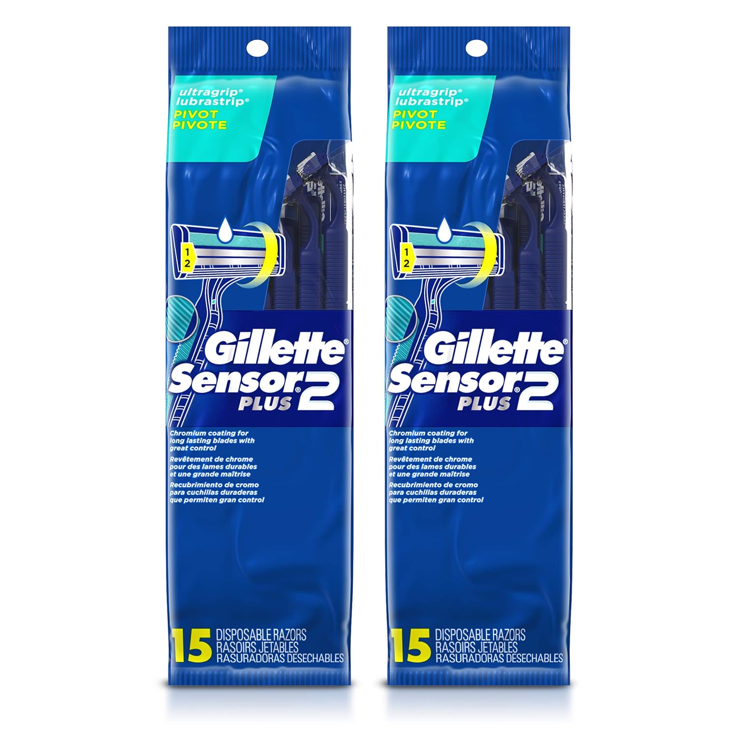 Gillette Sensor2 Plus Men’s Disposable Razors, 30 Razors : Beauty & Personal Care