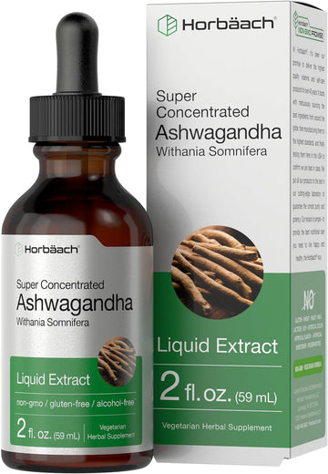 Horbach Ashwagandha Root Liquid Extract | 2 fl oz | Alcohol Free Tincture | Vegetarian, Non-GMO, Gluten Free Supplement
