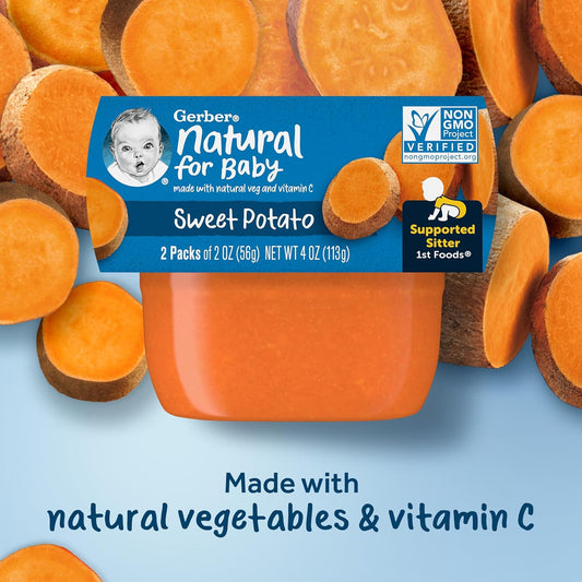 Gerber 1st Foods Baby Food, Sweet Potato Puree, Natural & Non-GMO, 2 Ounce Tubs, 2-Pack (Pack of 8)