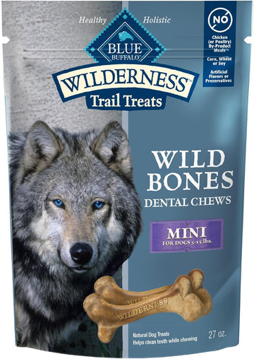 Blue Buffalo Wilderness Wild Bones Grain-Free Dental Chews Dog Treats, Mini, 27-Oz Bag