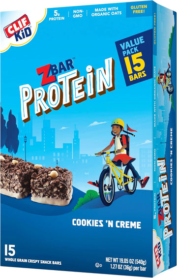 Zbar Protein - Cookies 'N Creme - Crispy Whole Grain Snack Bars - Made With Organic Oats - Non-Gmo - 5G Protein - 1.27 Oz. (15 Pack)