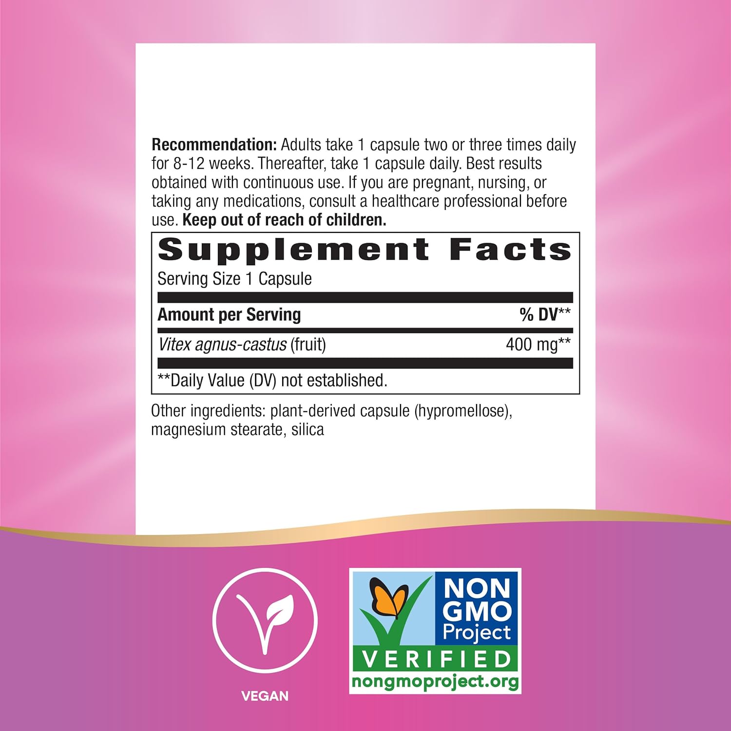 Nature's Way Vitex Fruit, Traditional Menstrual Cycle Support*, Traditional Women's Health Support*, Chasteberry, Vegan, 320 Capsules (Packaging May Vary) : Health & Household