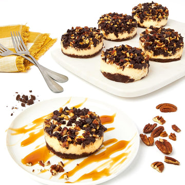 David'S Cookies Turtle Chocolate Pecan Mini Cheesecakes - 6Pcs Of Gourmet Bite-Sized Treats - Decadent Crunchy Pecans Made With Only The Finest Ingredients