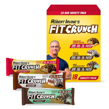 Fitcrunch Protein Bars, Snack Size Variety Pack, Gluten Free 18 Pack