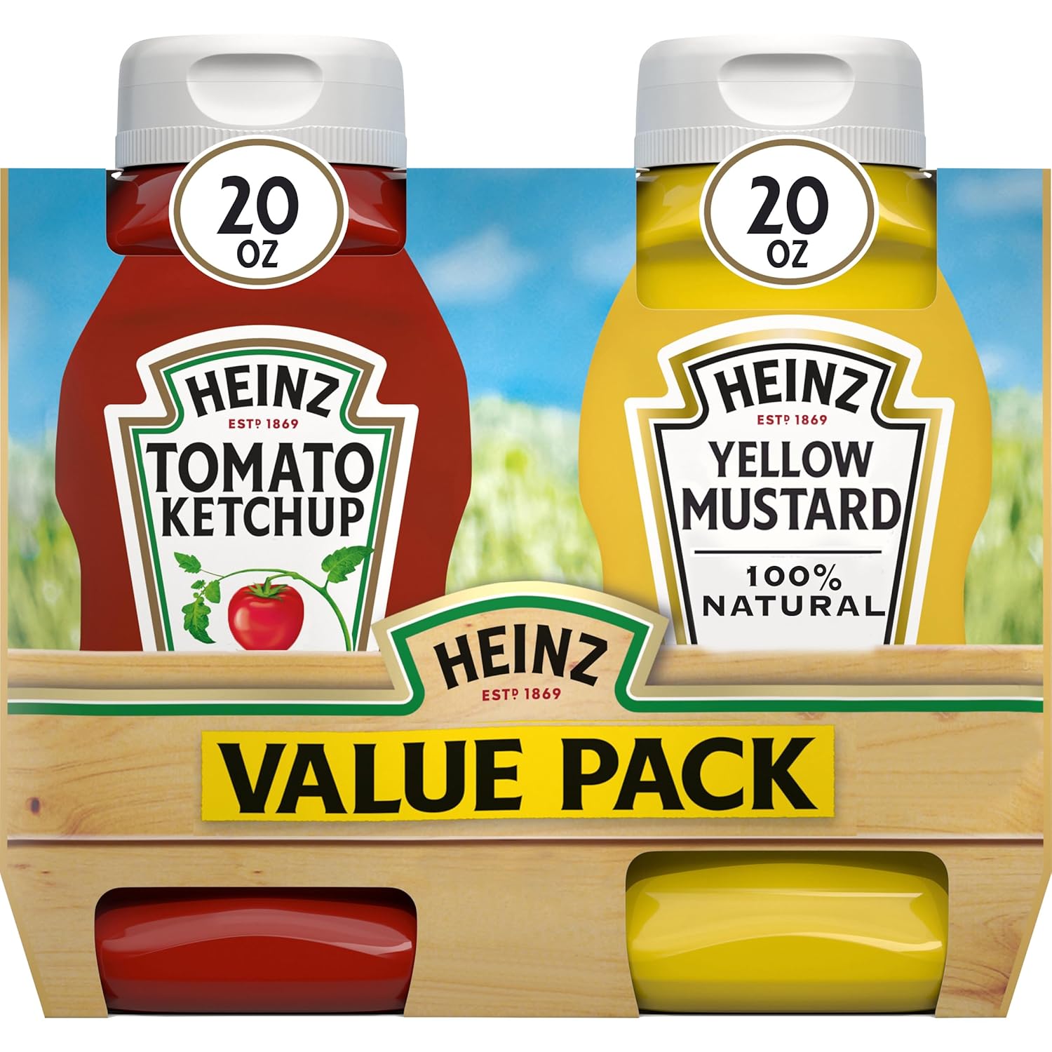 Heinz Tomato Ketchup & Yellow Mustard Twin Pack (20 Oz Bottles, Pack Of 2)