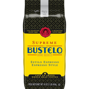 Café Bustelo Supreme By Bustelo Espresso Style Dark Roast Whole Bean Coffee, 16 Ounce (Pack Of 6)