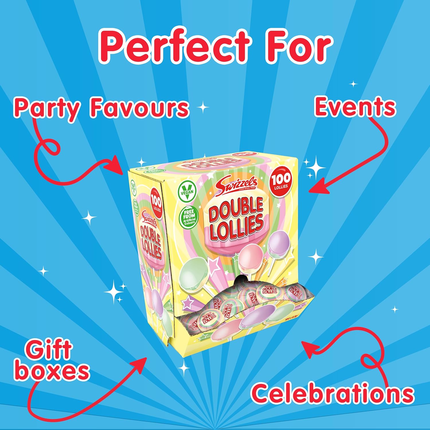 Swizzels Double Lollies Sweets Dispenser Box, Vegan Friendly Sweets (100 Lollipops per Box) : Amazon.co.uk: Grocery