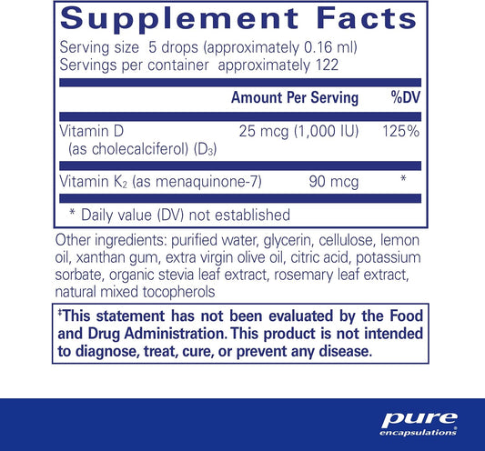 Pure Encapsulations EmulsiSorb K2/D3 Liquid | Enhanced-Absorption Emulsified Vitamin K2 and Vitamin D3 for Vascular Health Support | 0.7 Fl Oz