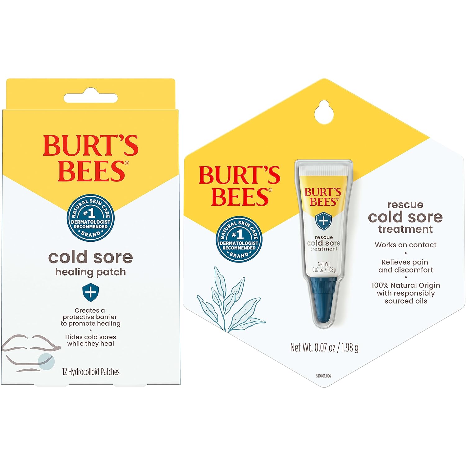 Burt'S Bees Cold Sore Treatment Bundle With Burt’S Bees Cold Sore Healing Patches And Burt’S Bees Cold Sore Treatment With Rhubarb And Sage, Protects And Heals Cold Sores, Relieves Symptoms