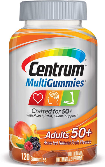 Centrum Multivitamin Gummy For Adults 50 Plus, Assorted Avor, Fruit, 120 Count