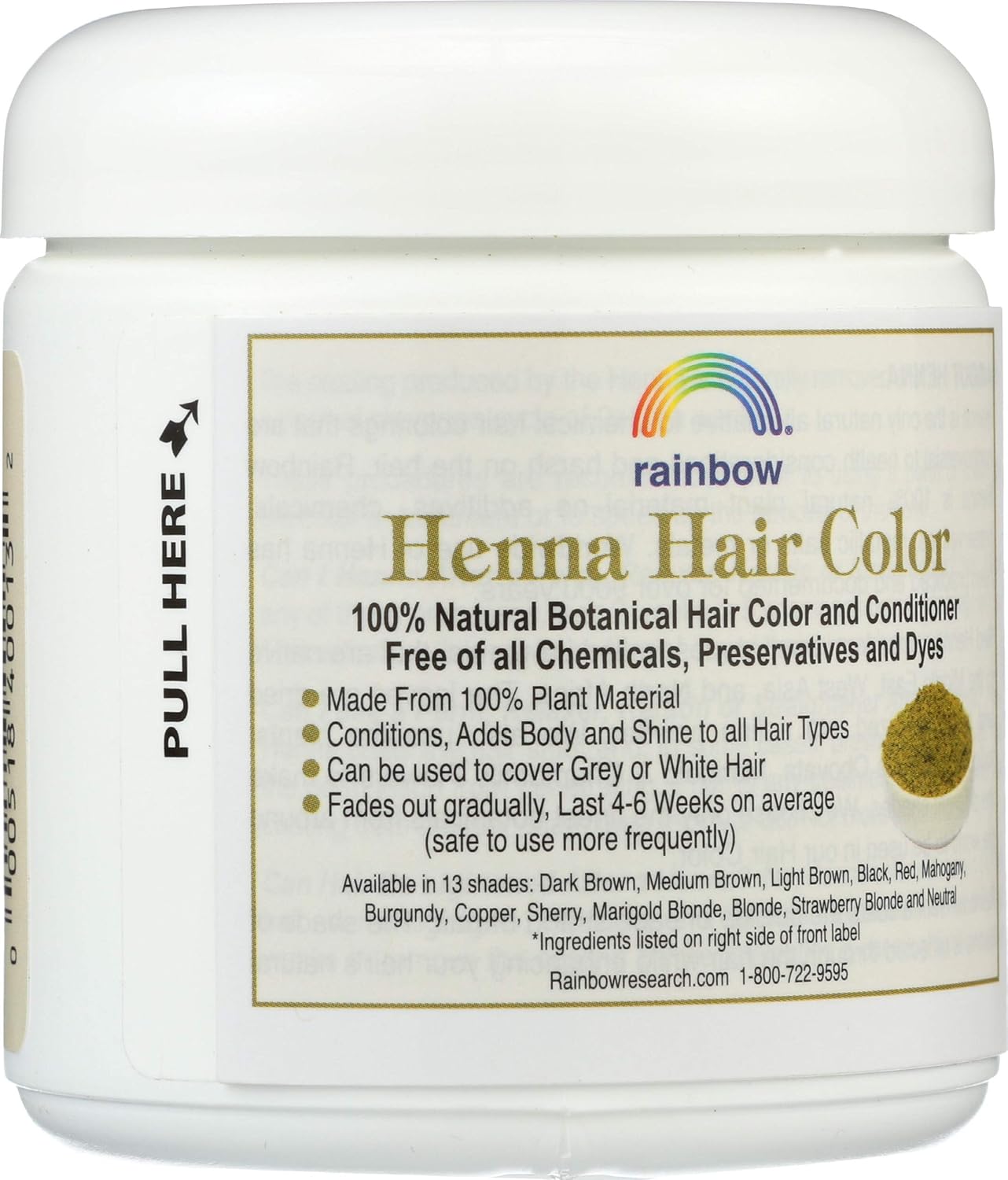 Rainbow Research Henna Botanical Hair Color And Conditioner, Blonde, 4 Ounce : Hair Hennas : Beauty & Personal Care