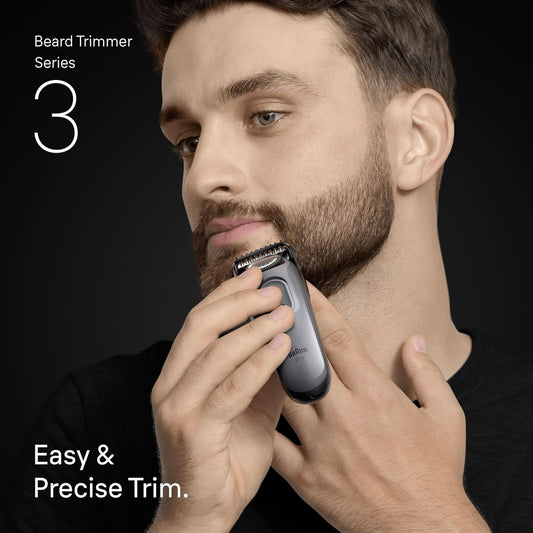 Braun Beard Trimmer Series 3, +6 Styling Tools, Ultra Sharp Blade, 50 Min Runtime, 40 Lengths, Bt3565, Black/Blue