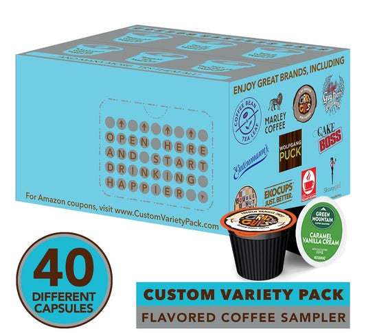 Custom Variety Pack Flavored Coffee for Keurig K-Cup Brewers, 40 Count