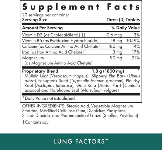 Michael'S Health Naturopathic Programs Lung Factors - 60 Vegetarian Tablets - Nutrients For Lung Function - With Vitamin D, Calcium, And Magnesium - Kosher - 20 Servings