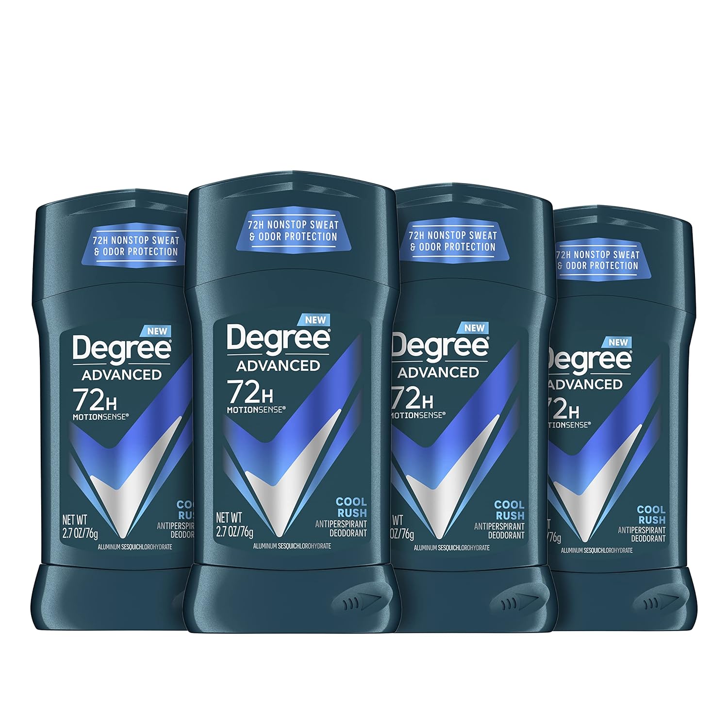 Degree Men Advanced Protection Antiperspirant Deodorant Cool Rush 4 Count 72-Hour Sweat And Odor Protection Antiperspirant For Men With Motionsense Technology 2.7 Oz