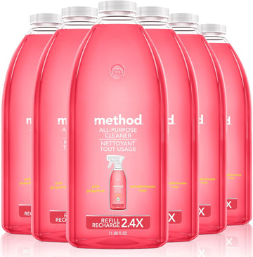 Method All-Purpose Cleaner Refill, Pink Grapefruit, Plant-Based And Biodegradable Formula Perfect For Most Counters, Tiles, Stone, And More, 68 Fl Oz Bottles, (Pack Of 6)