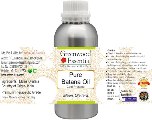 Greenwood Essential Pure Batana Oil (Elaeis Oleifera) Cold Pressed 1250Ml (42 Oz)