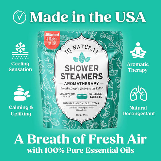Eucalyptus Shower Steamers Aromatherapy For Women- Usa Made - Shower Bombs Aromatherapy For Women, Vapor Shower Tablets, Menthol Shower Scent Steamers Cold And Flu, Organic Shower Steamer