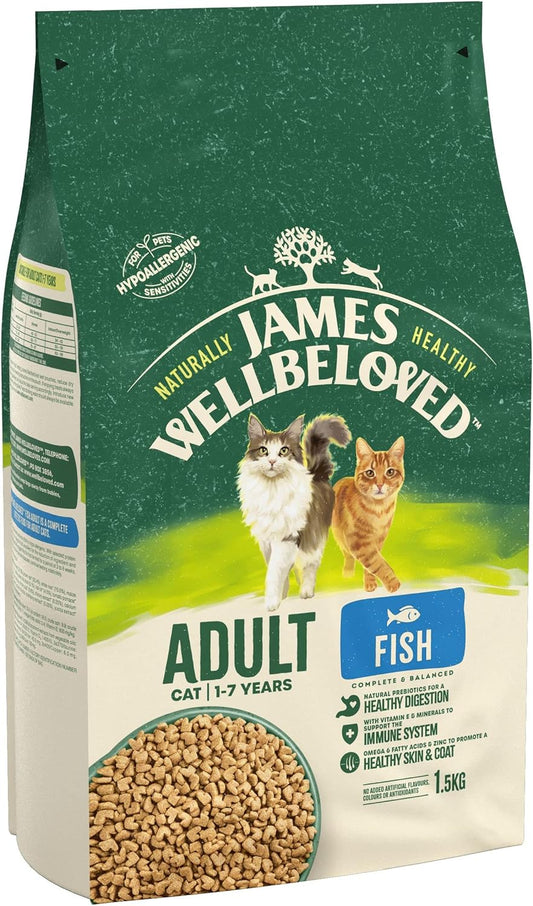 James Wellbeloved Adult Fish 1.5 kg Bag, Hypoallergenic Dry Cat Food?401865