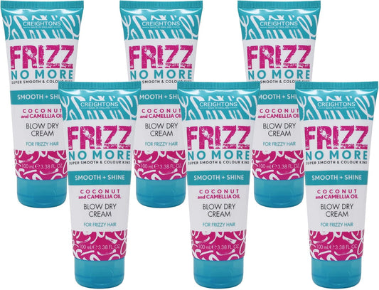 Creighton’S 6 X 100Ml Multipack Frizz No More Smooth & Shine Blow Dry Cream, With Coconut & Camellia Oil, Defends Against Humidity & Frizzy Hair, Gives Super Smooth & Sleek Hair, Vegan & Cruelty Free