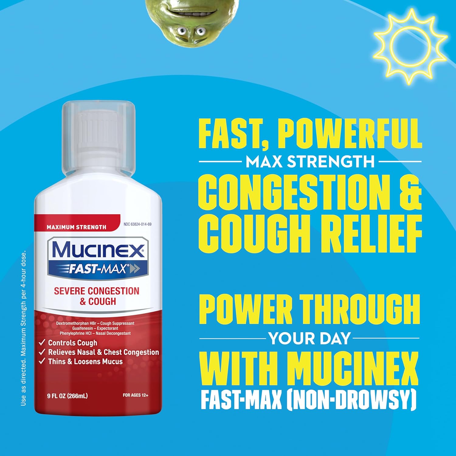 Congestion And Cough Liquid, Mucinex Fast-Max Severe Congestion And Cough Liquid, 9 Fl.Oz, Fast Acting Maximum Strength Formula Relieves Nasal & Chest Congestion, Controls Cough, Thins & Loosens Mucus