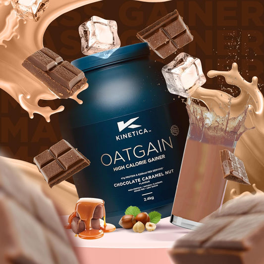 Kinetica Sports Oatgain Weight Gainer - Raspberry Yoghurt Flavour | 630 Cal, 46G Protein & 82G Carbs/Serve, 30 Servings/4.8Kg | Optimum Grass Fed Protein Supplement | High Calorie & Easy Mixability