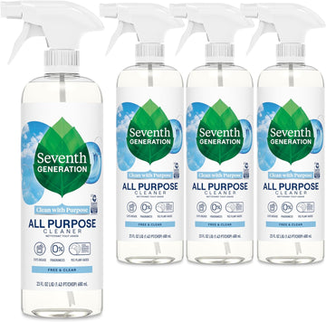 Seventh Generation All Purpose Cleaner, Biodegradable Formula, Free & Clear, 23 Oz (Pack Of 4)