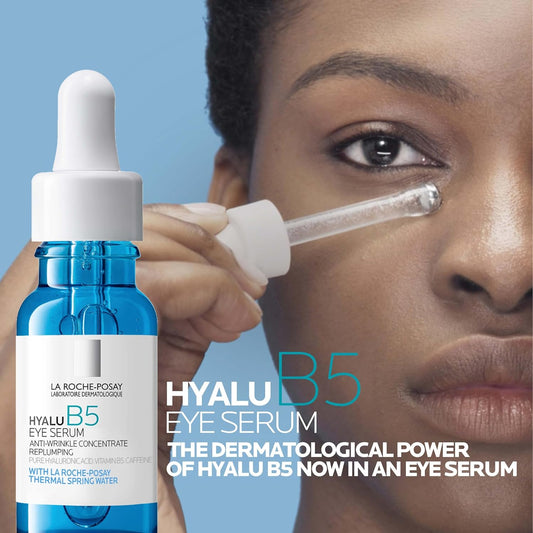 La Roche-Posay Hyalu B5 Eye Serum With Hyaluronic Acid & Caffeine For Dark Circles, Hydrating Serum For Dark Circles And Wrinkles With Roller Ball Applicator, Replumps Under Eye, Fragrance Free
