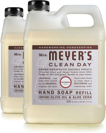 Mrs. Meyer'S Clean Day Hand Soap Refill, Made With Essential Oils, Biodegradable Formula, Lavender, 33 Fl. Oz - Pack Of 2