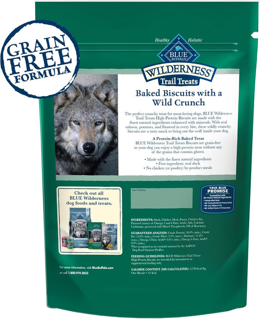 Blue Buffalo Wilderness Trail Treats High Protein Grain Free Dog Biscuits Crunchy Dog Treats, Duck Recipe, 24-Oz Bag