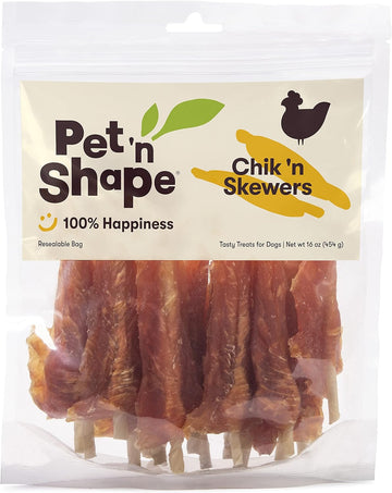 Pet 'n Shape Chik 'n Skewers - Chicken Wrapped Rawhide Chew Dog Treats - 1 Pound