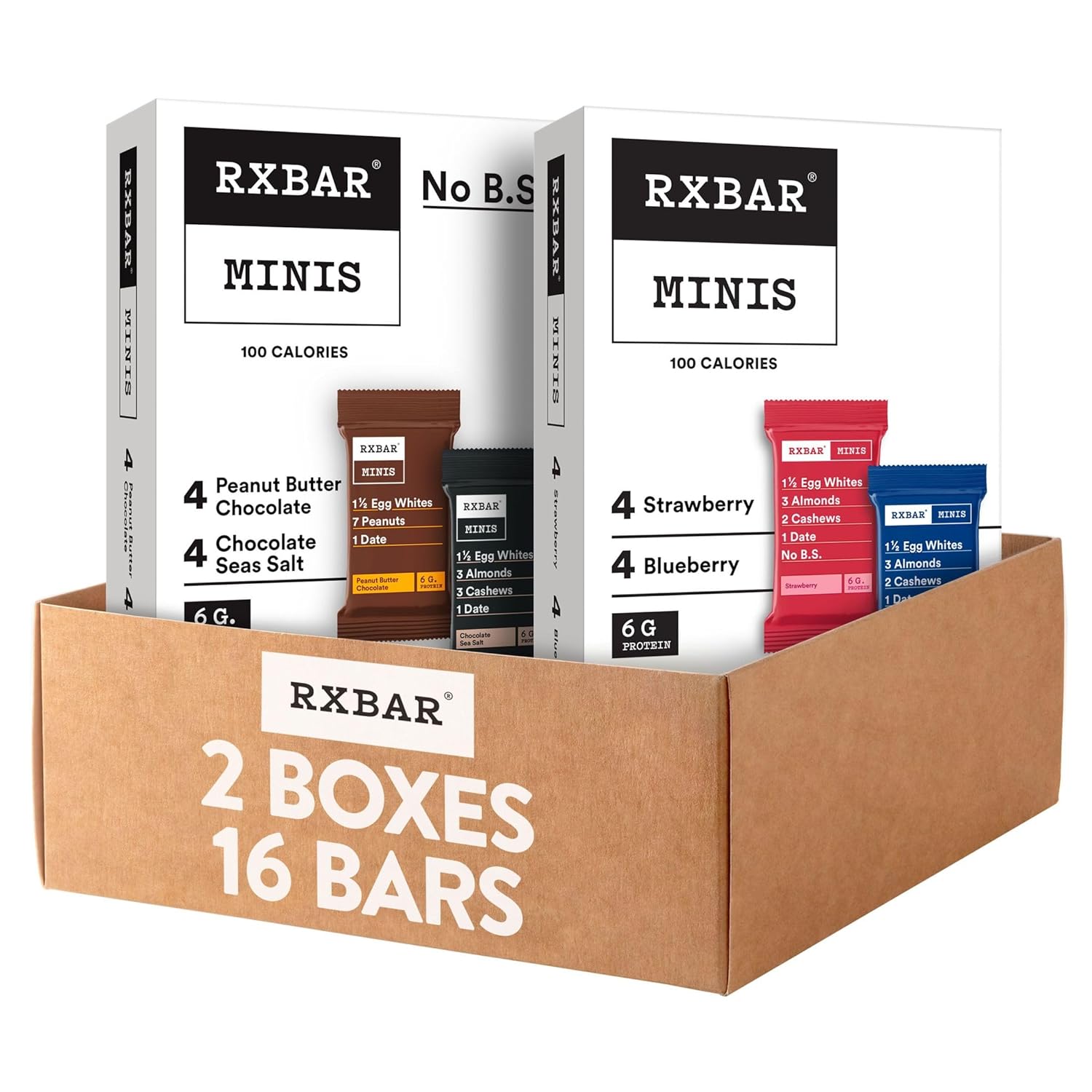 Rxbar Minis Protein Bars, Protein Snack, Snack Bars, Variety Pack (16 Bars)