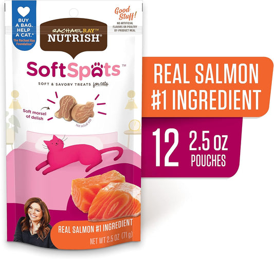 Rachael Ray Nutrish Soft Spots Cat Treats, Salmon, 2.5 Ounce (Pack Of 12)