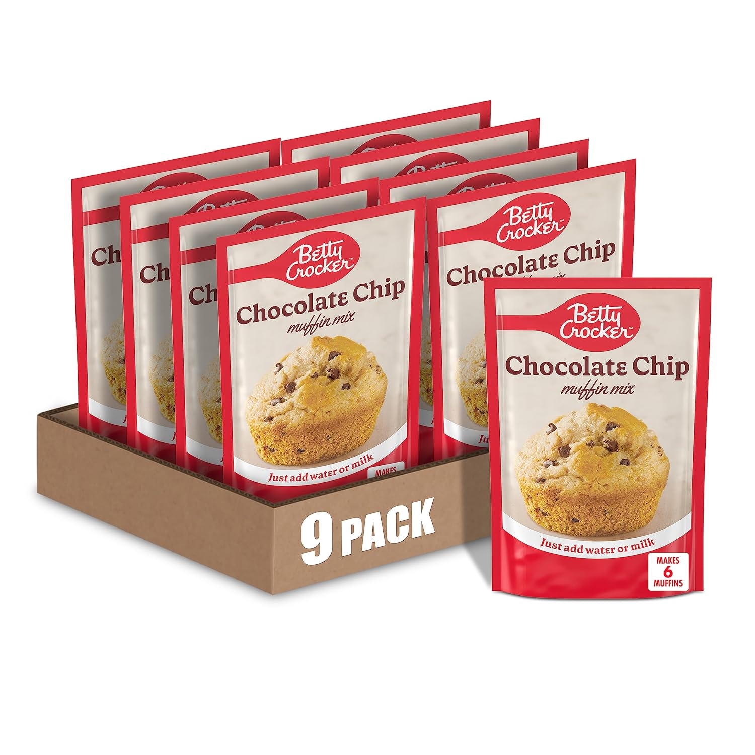Betty Crocker Chocolate Chip Muffin Mix, 6.5 oz (Pack of 9)