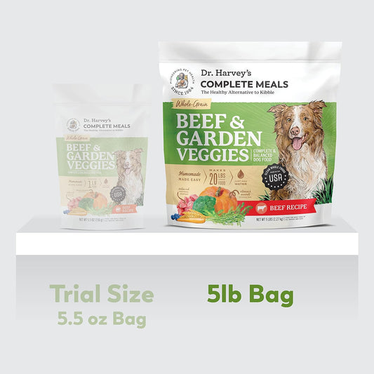 Dr. Harvey'S Beef & Garden Veggies Dog Food, Human Grade Whole-Grain Dehydrated Dog Food With Freeze-Dried Beef (5 Pounds)