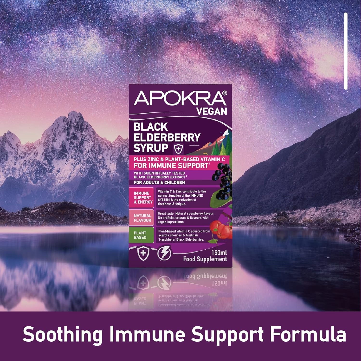 Elderberry Syrup, Acerola Cherry Vitamin C and Zinc for Adults & Kids | Immune System Booster | Natural Strawberry Flavour | Vegan | Plant Based VIT C | APOKRA : Amazon.co.uk: Health & Personal Care