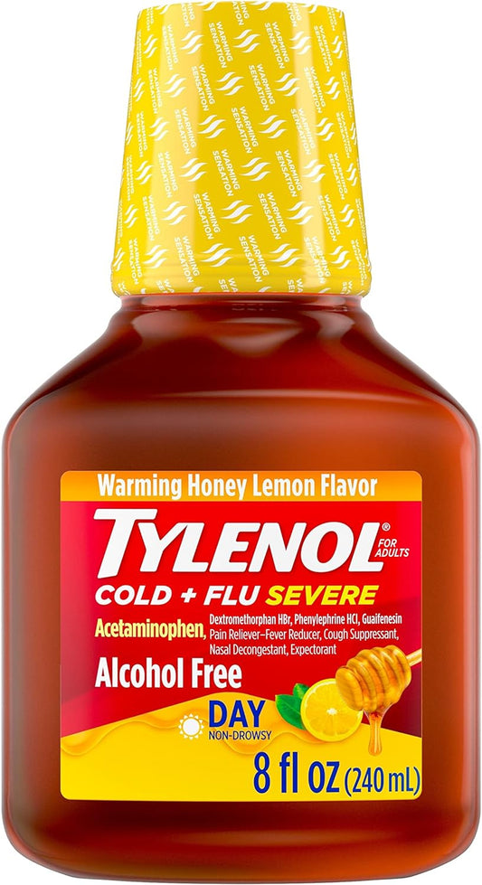 Tylenol Severe Cold + Flu Medicine, Liquid Day Cold & Flu Relief, Honey Lemon, 8 Fl. Oz
