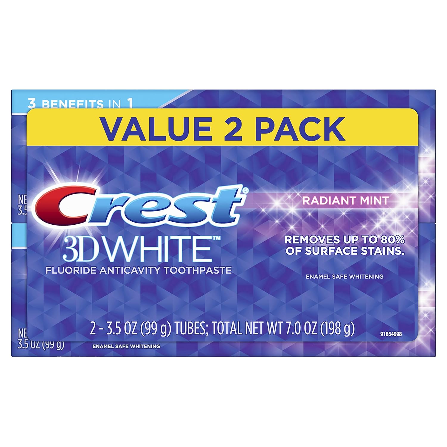 Crest 3D White, Whitening Toothpaste Radiant Mint, 8.2 Oz