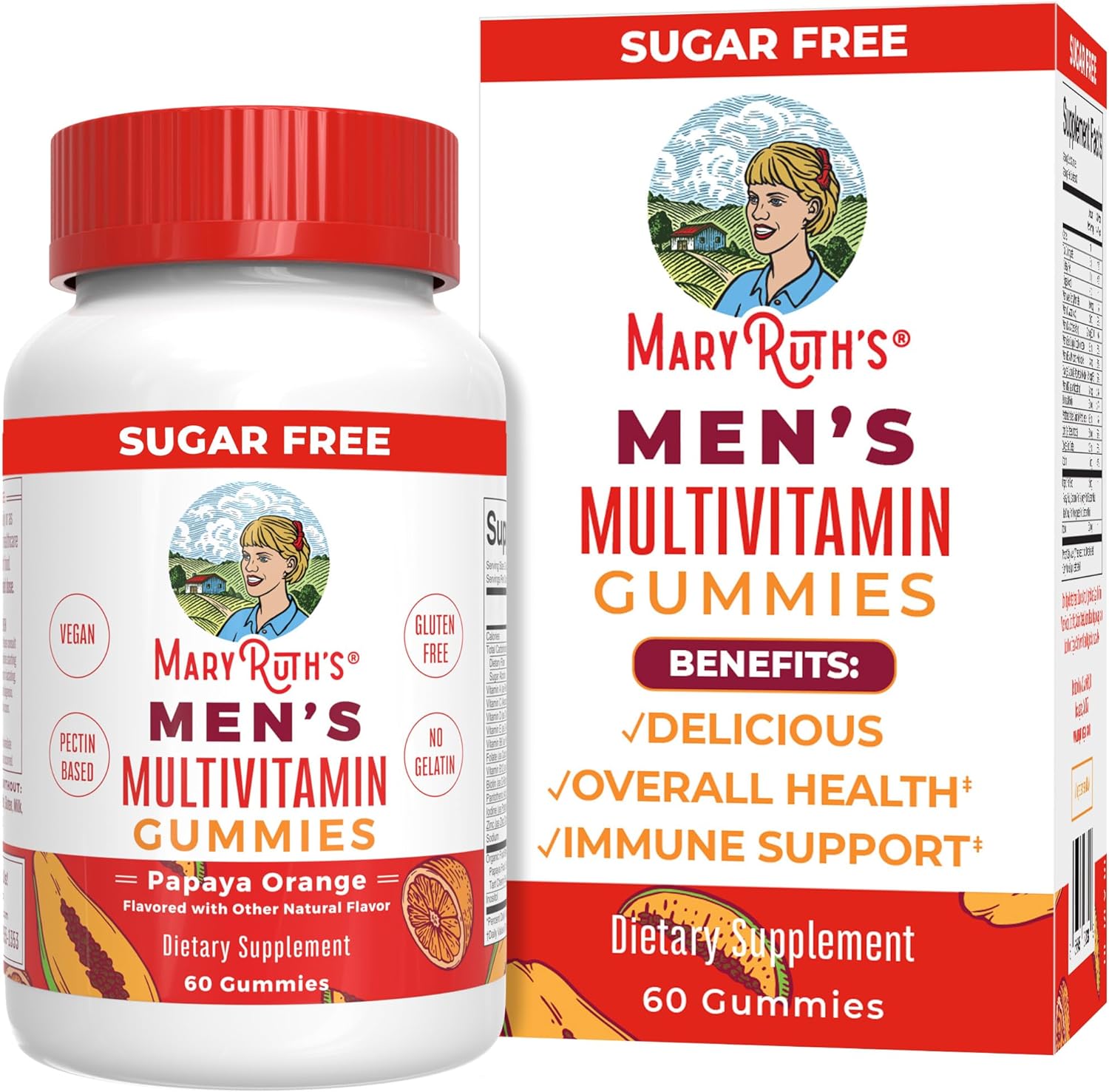 Maryruth Organics Mens Vitamin Gummy | Vegan Daily Multivitamins For Immune Support | Non-Gmo | Gluten Free | 0G Sugar Per Serving | 60 Count | Pack Of 1