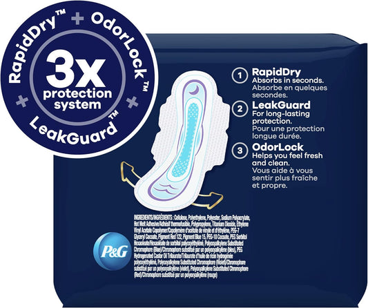 ALWAYS Ultra Thin Size 5 Extra Heavy Overnight Pads With Wings Unscented, 46 Count