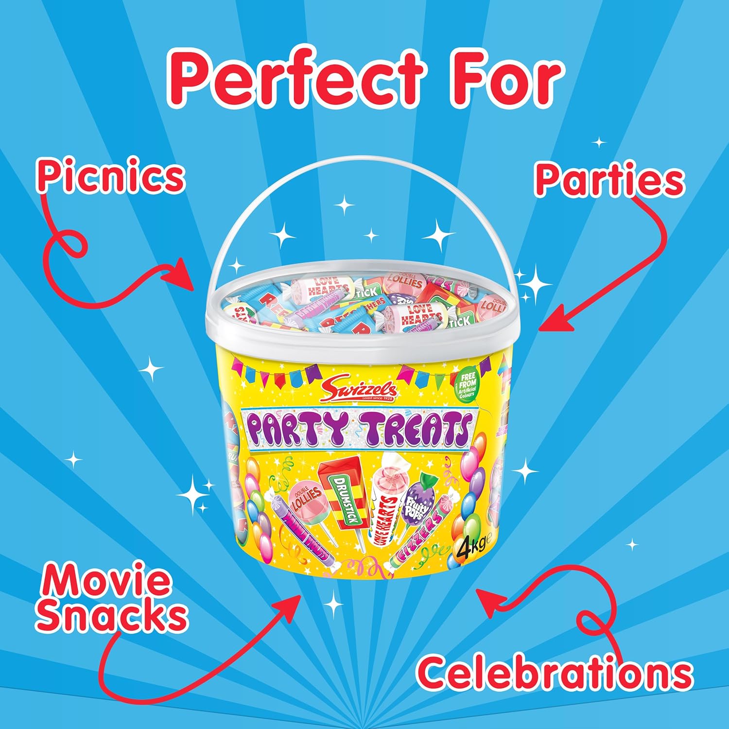 Swizzels Party Treats Extra Large Sweets Tub A Large Assortment of Delicious and Fruity Sweets Lollies Perfect for Parties Bulk Tub 4kg : Amazon.co.uk: Grocery