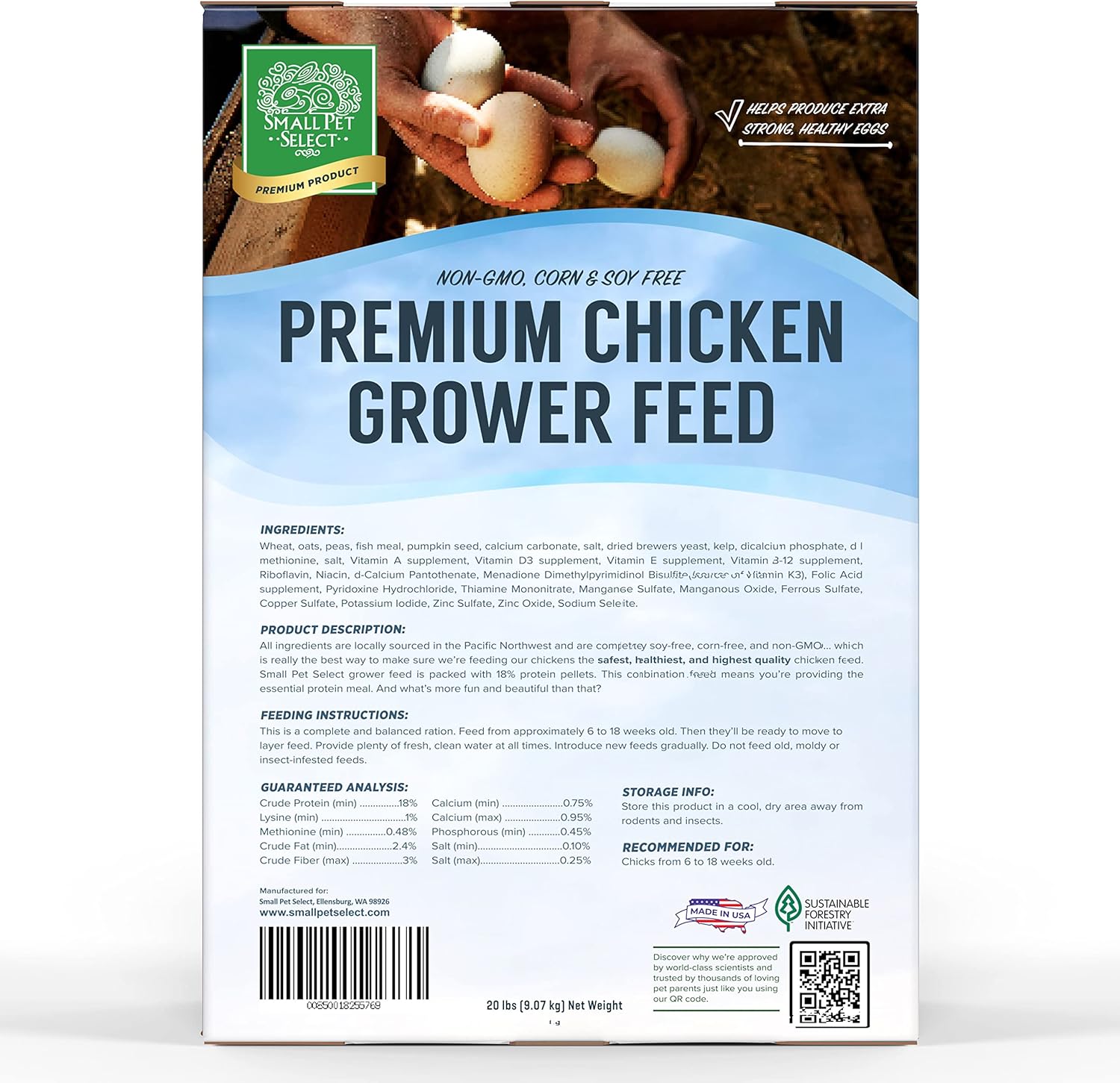 Small Pet Select - Chicken Grower Feed, Non-GMO, Corn & Soy Free, 20lb : Pet Supplies