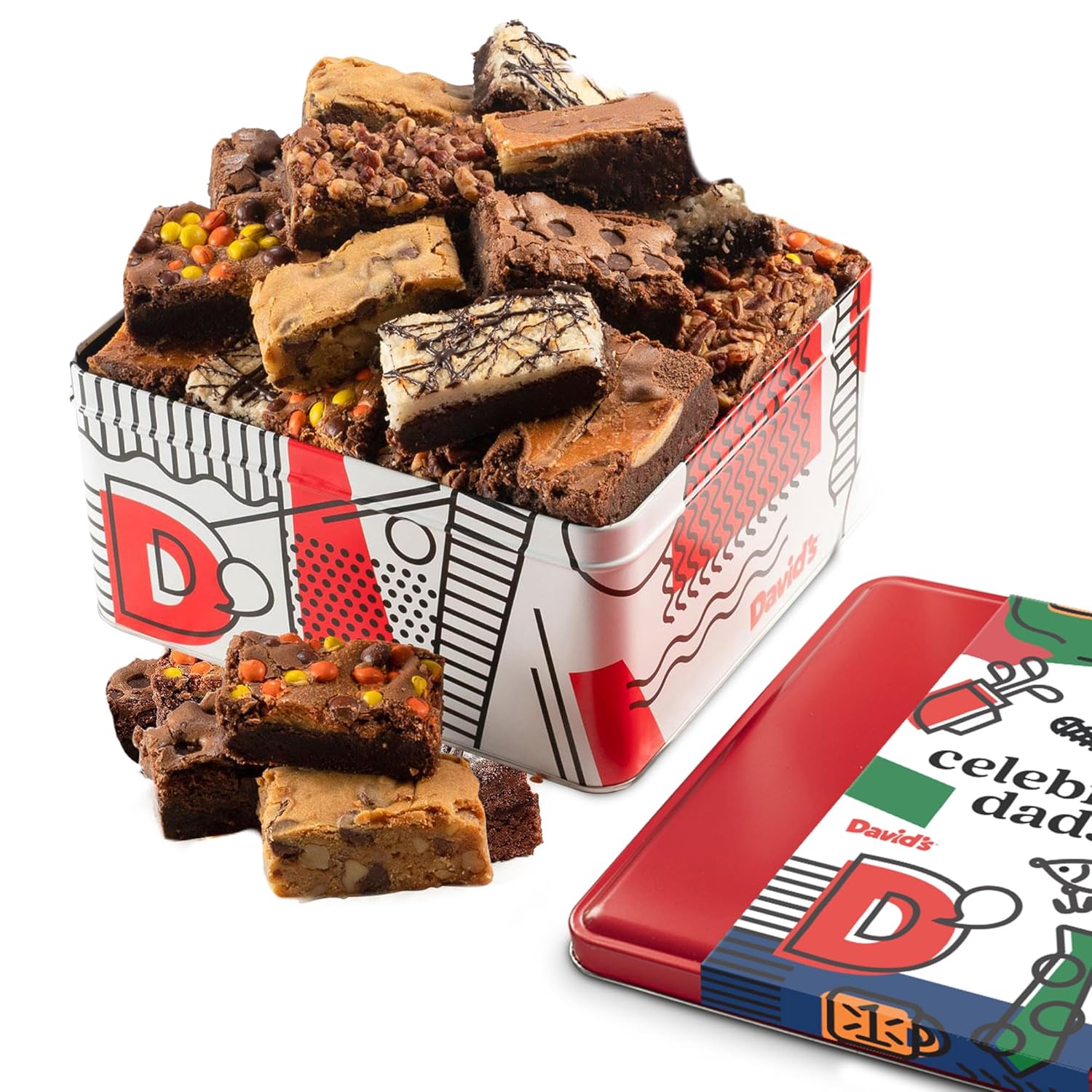 David'S Cookies Gourmet Assorted Chocolate Brownies - Moist And Freshly Baked Brownie Treats In A Celebrate Dads Tin - Best Dad Brownies - Thoughtful Gift For Dad'S Special Moments