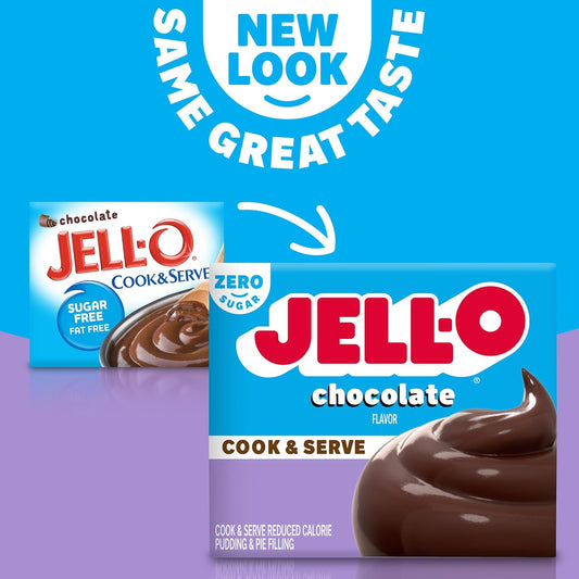 Jell-O Cook & Serve Chocolate Sugar Free & Fat Free Pudding & Pie Filling Mix (24 Ct Pack, 1.3 Oz Boxes)